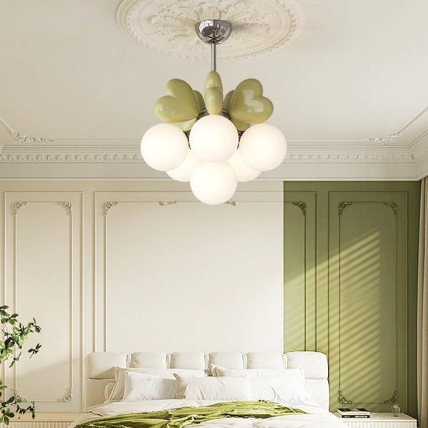 Contemporary Nordic Cream Heart Shape Resin Hardware PE 4/6 - Light Chandelier For Living Room - Image 3