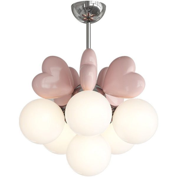 Contemporary Nordic Cream Heart Shape Resin Hardware PE 4/6 - Light Chandelier For Living Room - Image 12