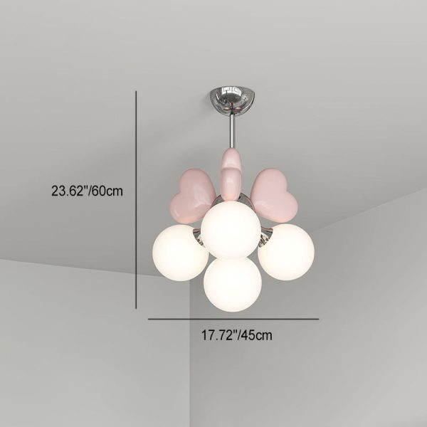 Contemporary Nordic Cream Heart Shape Resin Hardware PE 4/6 - Light Chandelier For Living Room - Image 4