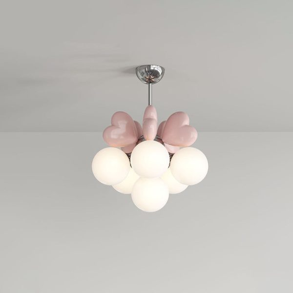Contemporary Nordic Cream Heart Shape Resin Hardware PE 4/6 - Light Chandelier For Living Room - Image 11