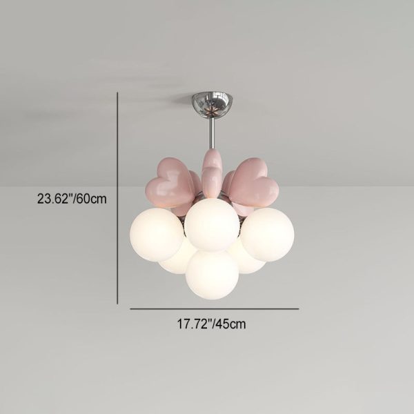 Contemporary Nordic Cream Heart Shape Resin Hardware PE 4/6 - Light Chandelier For Living Room - Image 5