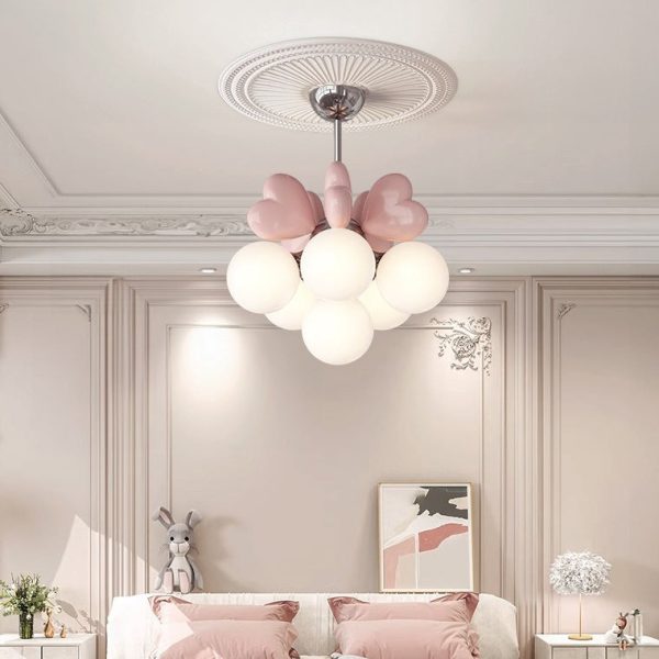 Contemporary Nordic Cream Heart Shape Resin Hardware PE 4/6 - Light Chandelier For Living Room - Image 6