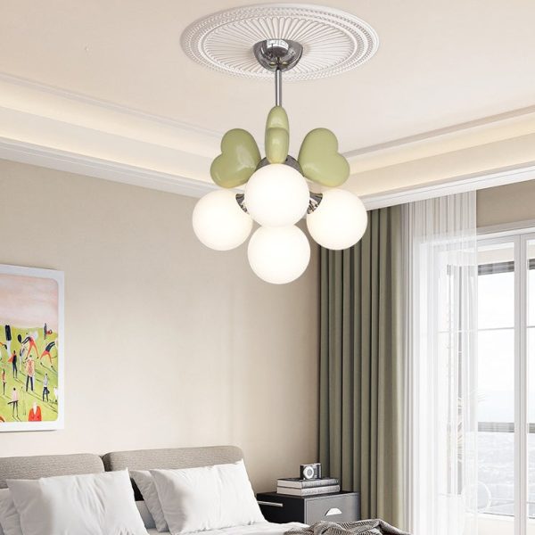 Contemporary Nordic Cream Heart Shape Resin Hardware PE 4/6 - Light Chandelier For Living Room - Image 8