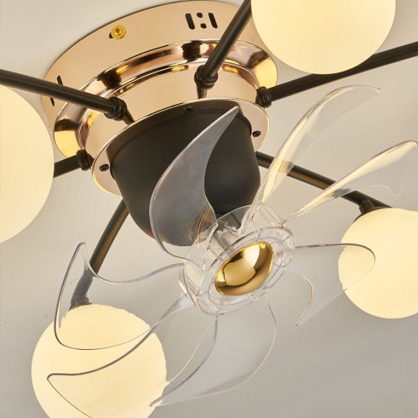 Contemporary Nordic Iron Glass Balls 6/9 - Light Semi-Flush Mount Ceiling Fan Light For Living Room - Image 6