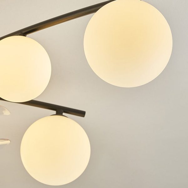 Contemporary Nordic Iron Glass Balls 6/9 - Light Semi-Flush Mount Ceiling Fan Light For Living Room - Image 8