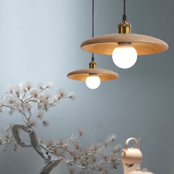 Traditional Chinese Umbrella Aluminum Solid Wood 1 - Light Pendant Light For Dining Room - Image 15