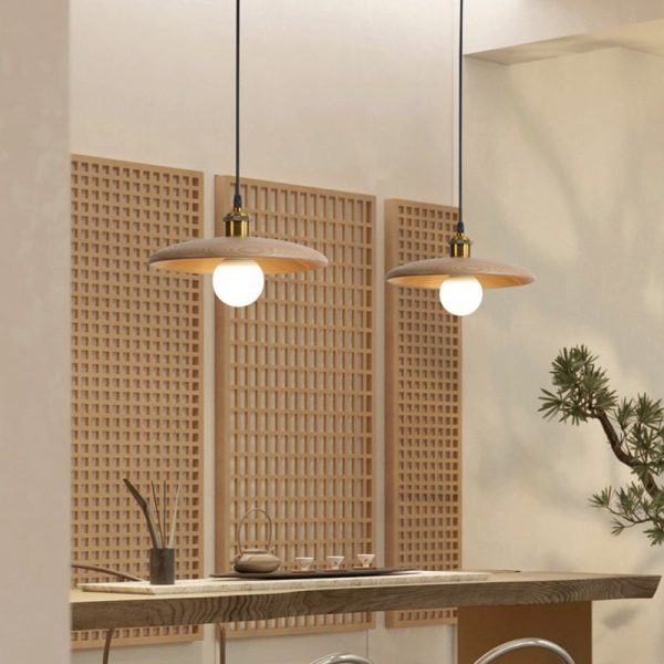 Traditional Chinese Umbrella Aluminum Solid Wood 1 - Light Pendant Light For Dining Room - Image 2