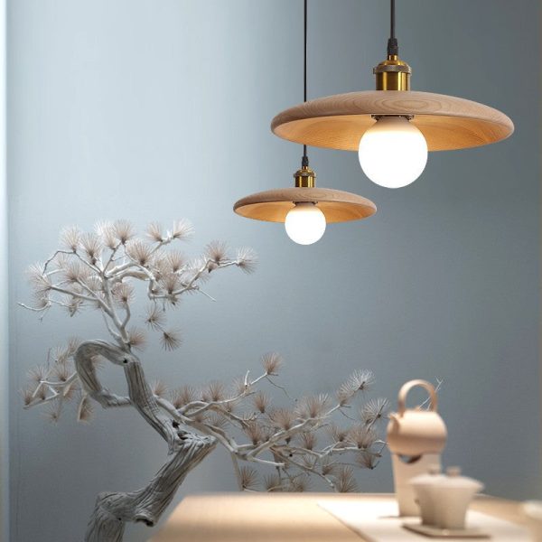 Traditional Chinese Umbrella Aluminum Solid Wood 1 - Light Pendant Light For Dining Room - Image 12
