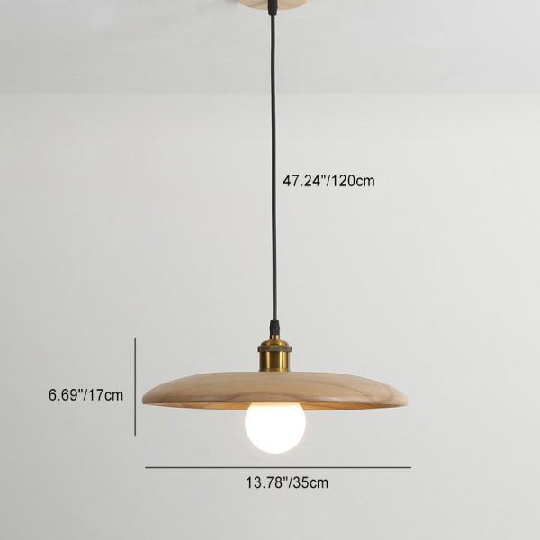 Traditional Chinese Umbrella Aluminum Solid Wood 1 - Light Pendant Light For Dining Room - Image 6