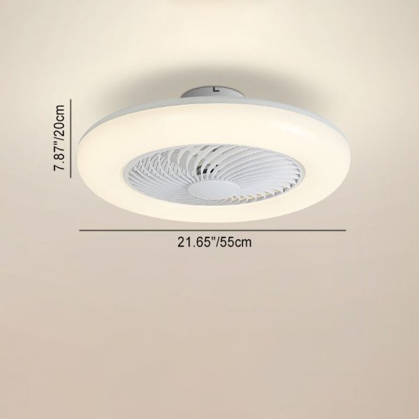 Modern Simplicity Round Iron ABS Acrylic LED Semi-Flush Mount Ceiling Fan Light For Bedroom - Image 4