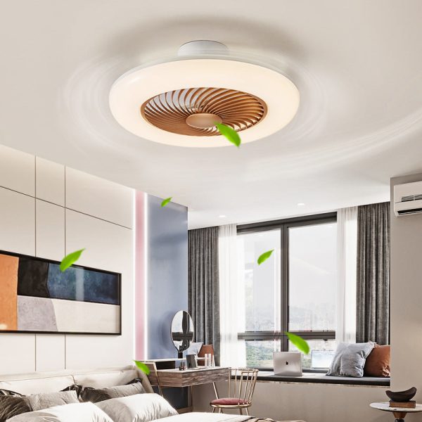 Modern Simplicity Round Iron ABS Acrylic LED Semi-Flush Mount Ceiling Fan Light For Bedroom - Image 3