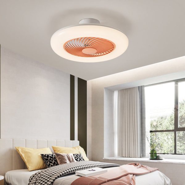 Modern Simplicity Round Iron ABS Acrylic LED Semi-Flush Mount Ceiling Fan Light For Bedroom - Image 2