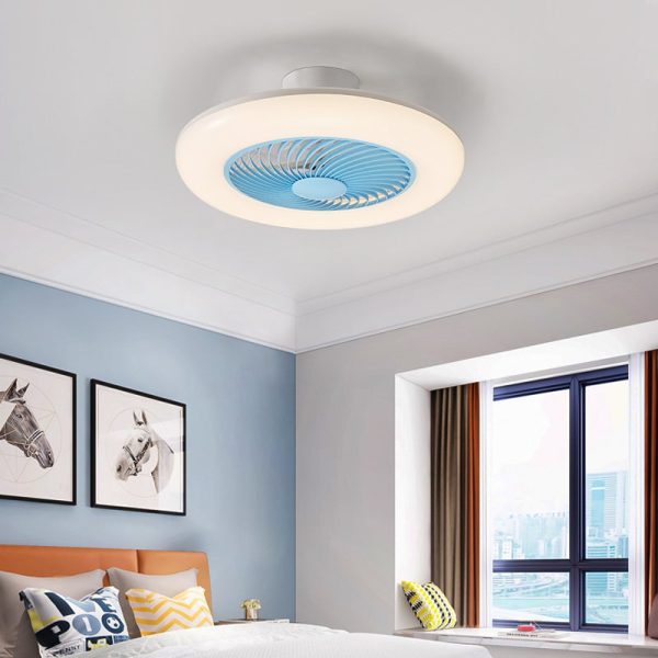 Modern Simplicity Round Iron ABS Acrylic LED Semi-Flush Mount Ceiling Fan Light For Bedroom