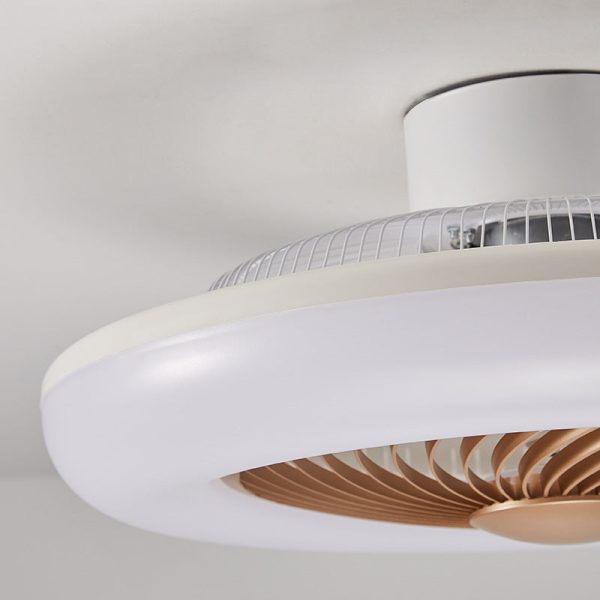 Modern Simplicity Round Iron ABS Acrylic LED Semi-Flush Mount Ceiling Fan Light For Bedroom - Image 5