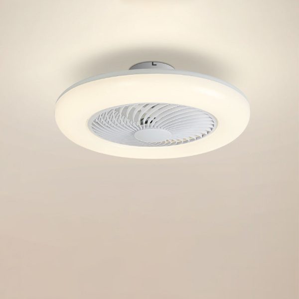 Modern Simplicity Round Iron ABS Acrylic LED Semi-Flush Mount Ceiling Fan Light For Bedroom - Image 6