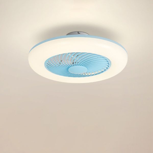 Modern Simplicity Round Iron ABS Acrylic LED Semi-Flush Mount Ceiling Fan Light For Bedroom - Image 8