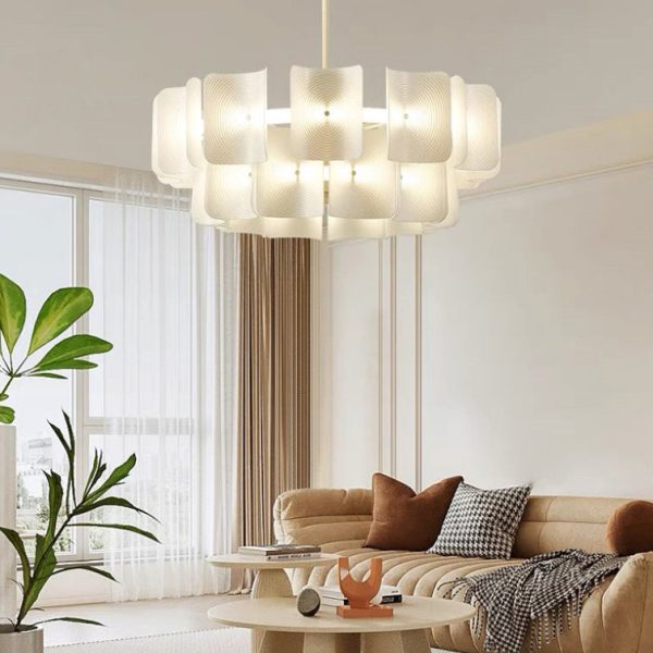 Traditional Japanese Dome Aluminum Acrylic LED Chandeliers For Living Room - Image 2