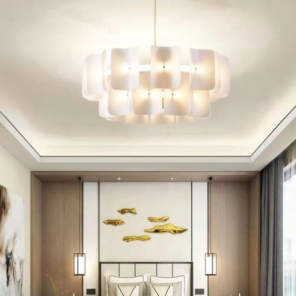 Traditional Japanese Dome Aluminum Acrylic LED Chandeliers For Living Room - Image 14
