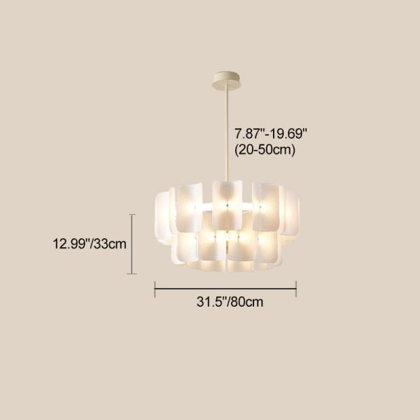 Traditional Japanese Dome Aluminum Acrylic LED Chandeliers For Living Room - Image 5