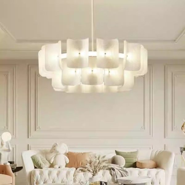 Traditional Japanese Dome Aluminum Acrylic LED Chandeliers For Living Room - Image 15