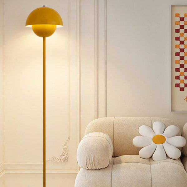 Contemporary Scandinavian Mushroom Hardware Iron Lampshade 1 - Light Standing Floor Lamp For Living Room - Image 8