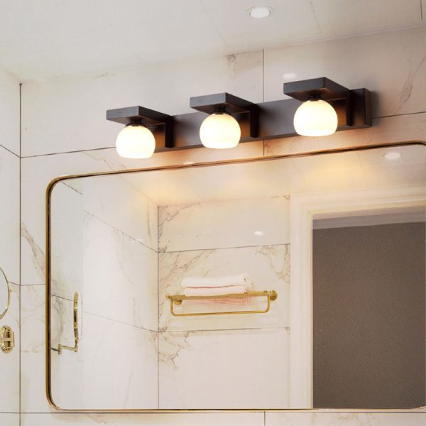 Contemporary Nordic Rectangle Solid Wood Glass 2/3 - Light Vanity Light Mirror Front Wall Sconce Lamp For Bathroom - Image 2