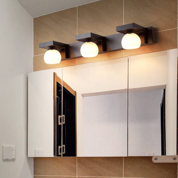 Contemporary Nordic Rectangle Solid Wood Glass 2/3 - Light Vanity Light Mirror Front Wall Sconce Lamp For Bathroom - Image 3