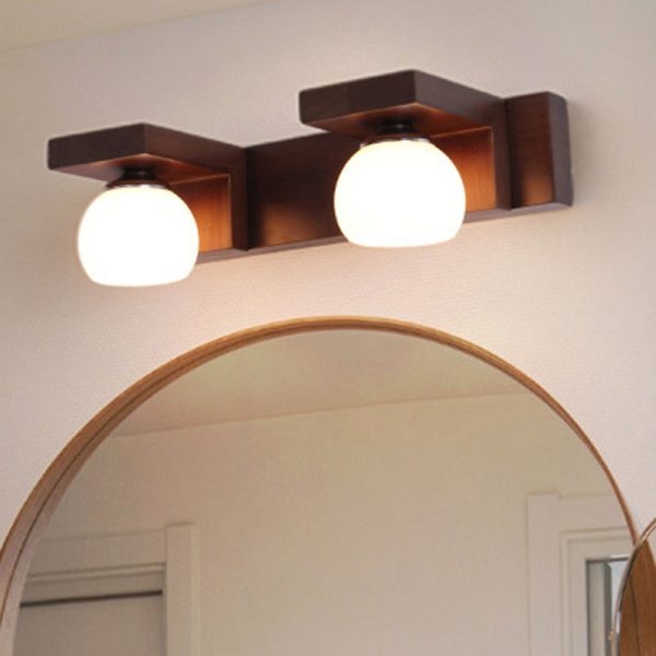 Contemporary Nordic Rectangle Solid Wood Glass 2/3 - Light Vanity Light Mirror Front Wall Sconce Lamp For Bathroom - Image 11