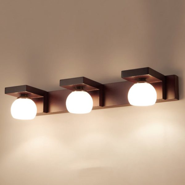 Contemporary Nordic Rectangle Solid Wood Glass 2/3 - Light Vanity Light Mirror Front Wall Sconce Lamp For Bathroom - Image 12