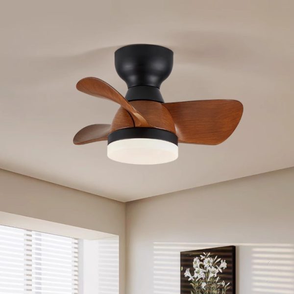 Contemporary Retro Three Fan Blades ABS Iron Acrylic LED Downrods Ceiling Fan Light For Dining Room - Image 3