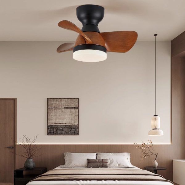 Contemporary Retro Three Fan Blades ABS Iron Acrylic LED Downrods Ceiling Fan Light For Dining Room - Image 2