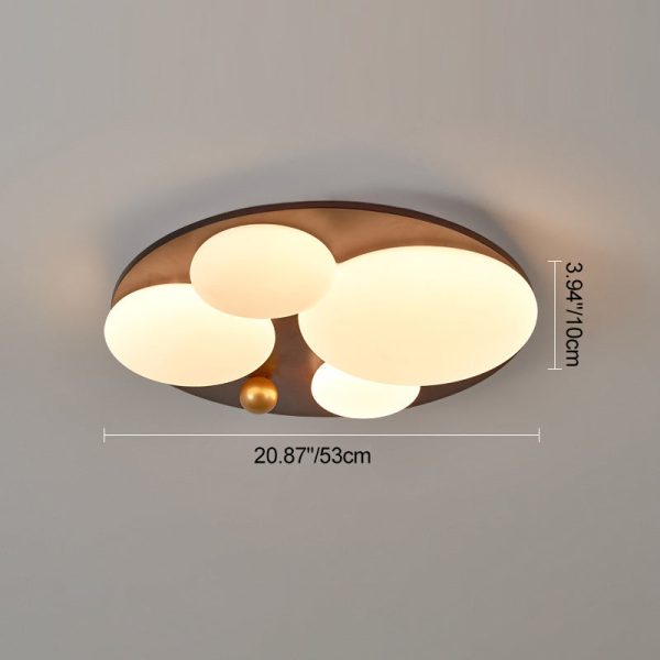 Contemporary Retro Round Golden Sphere Rubber Wood Acrylic Iron Lampshade LED Semi-Flush Mount Ceiling Light For Bedroom - Image 4