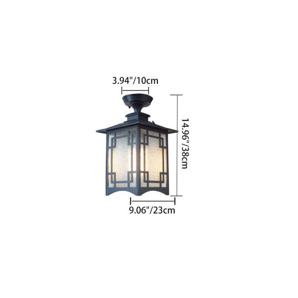 Traditional Chinese Dome Square Cube Aluminum Iron Glass Waterproof 1 - Light Semi-Flush Mount Ceiling Light For Hallways - Image 5
