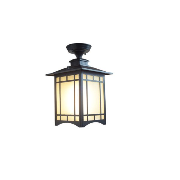 Traditional Chinese Dome Square Cube Aluminum Iron Glass Waterproof 1 - Light Semi-Flush Mount Ceiling Light For Hallways - Image 15