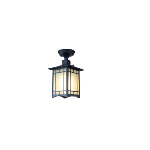 Traditional Chinese Dome Square Cube Aluminum Iron Glass Waterproof 1 - Light Semi-Flush Mount Ceiling Light For Hallways - Image 16