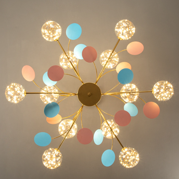 Contemporary Nordic Dome Baby's Breath Orbs Branch Curved Rod Iron Glass LED Chandeliers For Living Room - Image 10