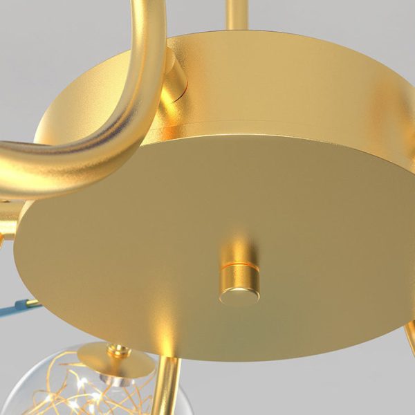 Contemporary Nordic Dome Baby's Breath Orbs Branch Curved Rod Iron Glass LED Chandeliers For Living Room - Image 7