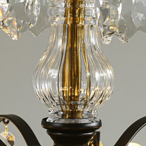 Traditional French Dome Branch Curved Rod Crystal Iron Glass 14 - Light Chandelier For Living Room - Image 6