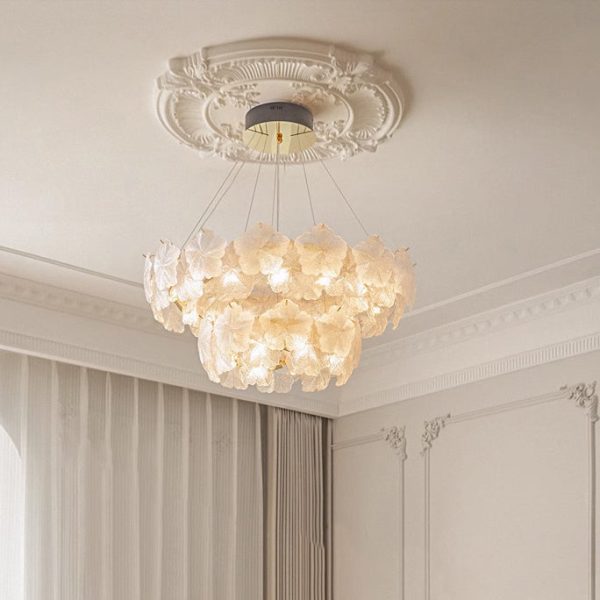 Traditional French Dome Round Snowflake Double Layer Iron Glass 16/20 - Light Chandelier For Living Room