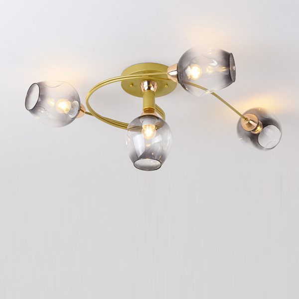 Contemporary Nordic Dome Gradient Iron Glass Lampshade 4/6 - Light Semi-Flush Mount Ceiling Light For Living Room - Image 23