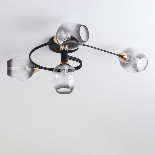 Contemporary Nordic Dome Gradient Iron Glass Lampshade 4/6 - Light Semi-Flush Mount Ceiling Light For Living Room - Image 15