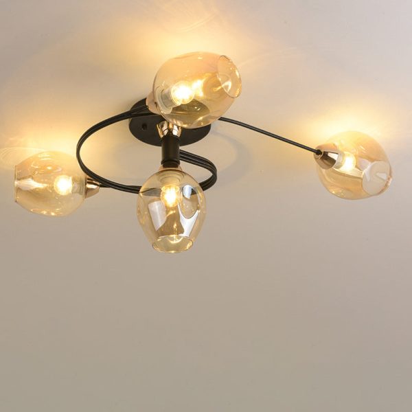 Contemporary Nordic Dome Gradient Iron Glass Lampshade 4/6 - Light Semi-Flush Mount Ceiling Light For Living Room - Image 22
