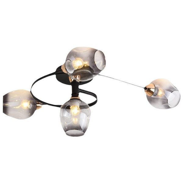 Contemporary Nordic Dome Gradient Iron Glass Lampshade 4/6 - Light Semi-Flush Mount Ceiling Light For Living Room - Image 38