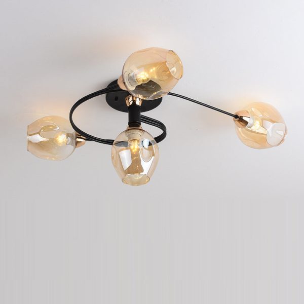 Contemporary Nordic Dome Gradient Iron Glass Lampshade 4/6 - Light Semi-Flush Mount Ceiling Light For Living Room - Image 16
