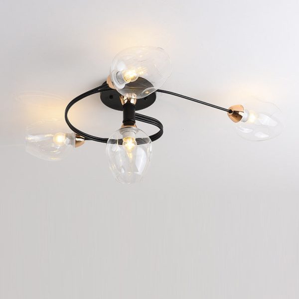 Contemporary Nordic Dome Gradient Iron Glass Lampshade 4/6 - Light Semi-Flush Mount Ceiling Light For Living Room - Image 17