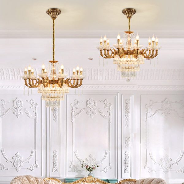 Traditional European Dome Cylindrical Candle Copper Crystal 10/12/15 - Light Chandelier For Living Room