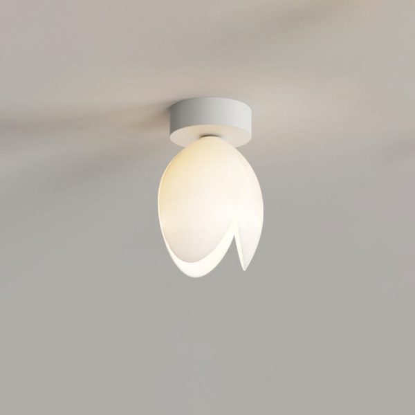 Contemporary Nordic Dome Tulip Flower Iron PE Lampshade LED Semi-Flush Mount Ceiling Light For Hallways - Image 19