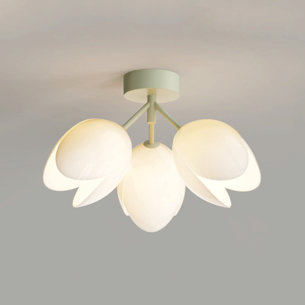 Contemporary Nordic Dome Tulip Flower Iron PE Lampshade LED Semi-Flush Mount Ceiling Light For Hallways - Image 21