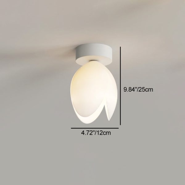 Contemporary Nordic Dome Tulip Flower Iron PE Lampshade LED Semi-Flush Mount Ceiling Light For Hallways - Image 4