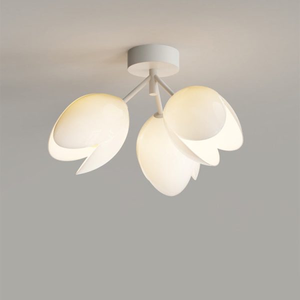 Contemporary Nordic Dome Tulip Flower Iron PE Lampshade LED Semi-Flush Mount Ceiling Light For Hallways - Image 24